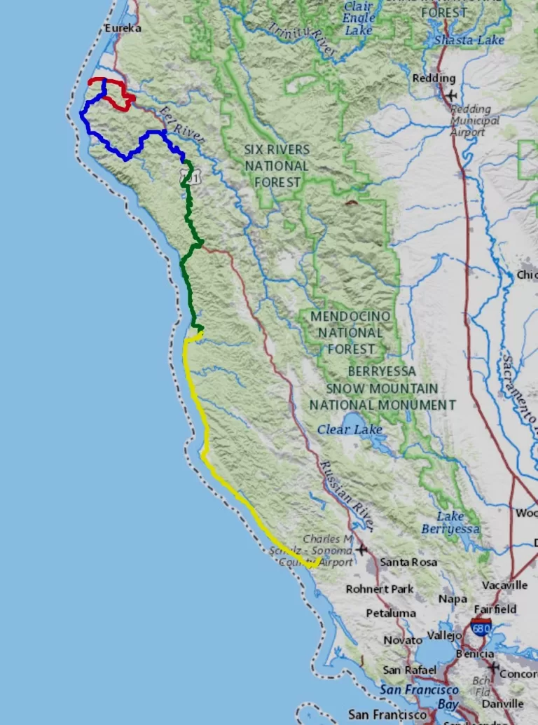 Map of Northern California Coast